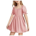 thumbnail image 1 of JUSLIO Dresses for Girls Beach Dresses Solid Casual Short Sleeve Cotton Dress Size 10 Y, 1 of 6
