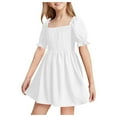 thumbnail image 1 of JUSLIO Dresses for Girls Beach Dresses Solid Casual Short Sleeve Cotton Dress Size 3 Y, 1 of 6