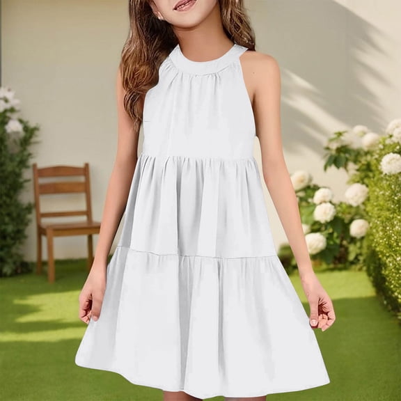 JUSLIO Dresses for Girls Camisole Dresses Sundress Casual Sleeveless Dress Size 5