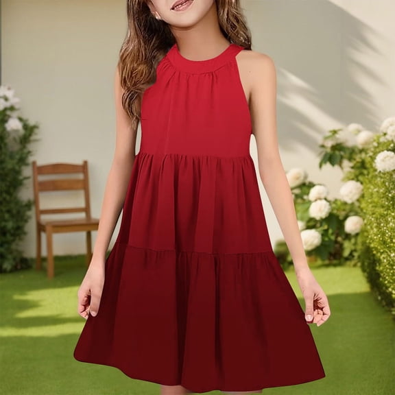 JUSLIO Dresses for Girls Camisole Dresses Sundress Casual Sleeveless Dress Size 5