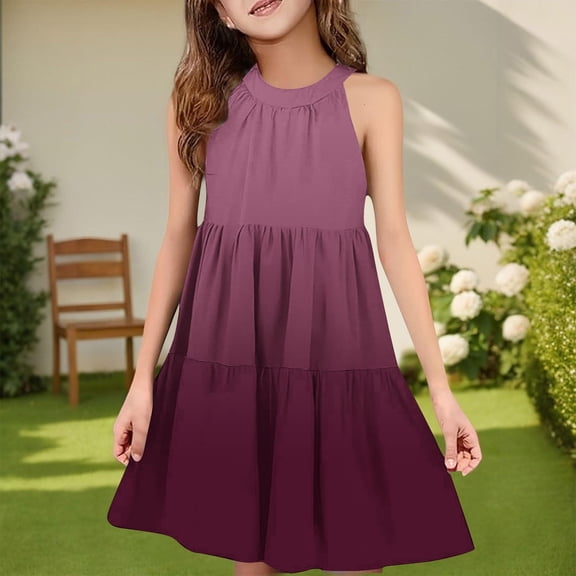 JUSLIO Dresses for Girls Camisole Dresses Sundress Casual Sleeveless Dress Size 5