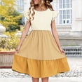 thumbnail image 1 of JUSLIO Dresses for Girls Color Block Dresses Cute Crew Neck Flutter Casual Dress Size 13 Y, 1 of 8