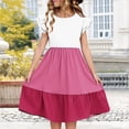 thumbnail image 1 of JUSLIO Dresses for Girls Color Block Dresses Cute Crew Neck Short Sleeve Casual Dress Size 5 Y, 1 of 8