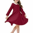 thumbnail image 1 of JUSLIO Dresses for Girls Cotton Long Sleeve Solid Winter Girls Dress Round Neck Casual Holiday Party Dresses, 1 of 4