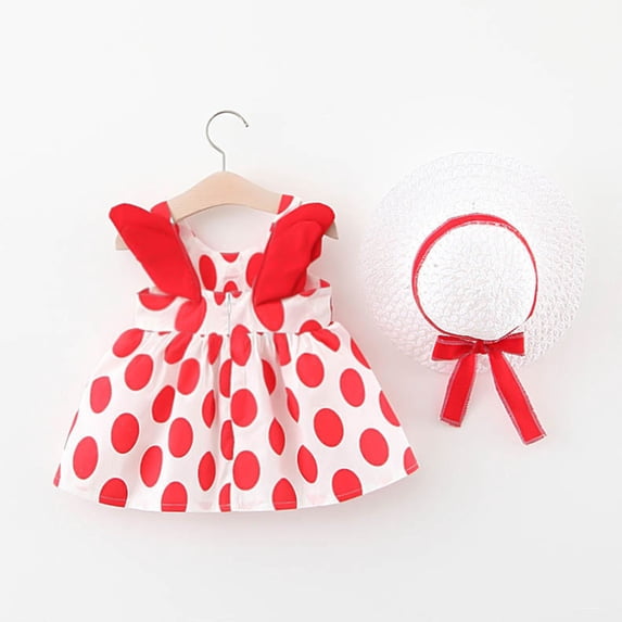 JUSLIO Dresses for Girls Polka Dot Dresses Cute Casual Cotton Dress Size 18 M