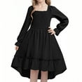 thumbnail image 1 of JUSLIO Dresses for Girls Size4-8 Square Collar Ruffle Casual Girls Dress Round Neck Long Sleeve Winter Princess Dress, 1 of 2