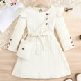 thumbnail image 1 of JUSLIO Dresses for Girls Size 4-8 Toddler Striped Long Sleeve Girls Dress Round Neck Winter Casual Princess Dress, 1 of 5