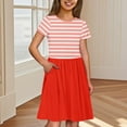 thumbnail image 1 of JUSLIO Dresses for Girls Striped Dresses with Pockets Casual Short Sleeve Dress Size 11 Y, 1 of 5