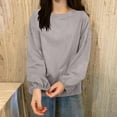 thumbnail image 1 of JUSLIO Fall/Winter Blouses for Women Relaxed Fit Pullover Shirts Tops Solid Long sleeve Round Neck Shirts Tops Blue L, 1 of 3