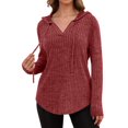 thumbnail image 1 of JUSLIO Blouses for Women with Pockets Solid Hoodies Fashion Long Sleeve Hoodies Wine 2XL, 1 of 8