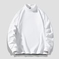 thumbnail image 1 of JUSLIO Long Sleeve T Shirts for Men Fleece Pullover Sweatshirts Solid Long Sleeve Turtleneck Sweatshirts White XL, 1 of 7
