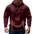 thumbnail image 1 of Juslio Mens Hoodies Zip Pockets Hoodies Drawstring Pullover Long Sleeve Hooded Sweatshirts Red XL, 1 of 4