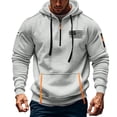 thumbnail image 1 of Juslio Sweatshirts for Men Drawstring Hoodies Pullover Long Sleeve Zip Pockets Hooded Sweatshirts Gray S, 1 of 4