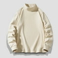 thumbnail image 1 of JUSLIO Shirts for Men Fleece Pullover Sweatshirts Solid Long Sleeve Turtleneck Sweatshirts Beige M, 1 of 7