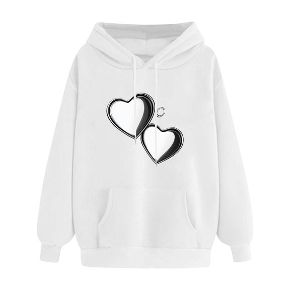 JUSLIO Shirts for Women with Pockets Hoodies Sweatshirts Graphic Long Sleeve Sweatshirts White S