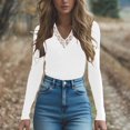 thumbnail image 1 of JUSLIO Tops for Women Casual Solid Shirts Fashion Long Sleeve V Neck Shirts White XL, 1 of 6