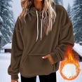 thumbnail image 1 of JUSLIO Fall/Winter Tops for Women Relaxed Fit Hoodies Sweatshirts with Pockets Long sleeve Sweatshirts Brown S, 1 of 5