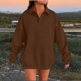 thumbnail image 1 of JUSLIO Tops for Women Relaxed Fit with Pockets Sweatshirts Solid Long Sleeve Collar Sweatshirts Coffee M, 1 of 4