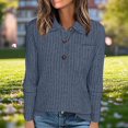 thumbnail image 1 of JUSLIO Tops for Women Slim Fit Pullover Blouses with Pockets Long Sleeve Collar Blouses Navy 2XL, 1 of 5