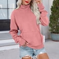 thumbnail image 1 of JUSLIO Tops for Women with Pockets Solid Shirts Fashion Long Sleeve Turtleneck Shirts Pink L, 1 of 6