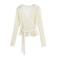 thumbnail image 1 of JUSLIO Womens Shirts Pullover Solid Blouses Fashion Long Sleeve V Neck Blouses Beige L, 1 of 5