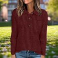 thumbnail image 1 of JUSLIO Womens Shirts Slim Fit Pullover Blouses with Pockets Long Sleeve Collar Blouses Wine XL, 1 of 5