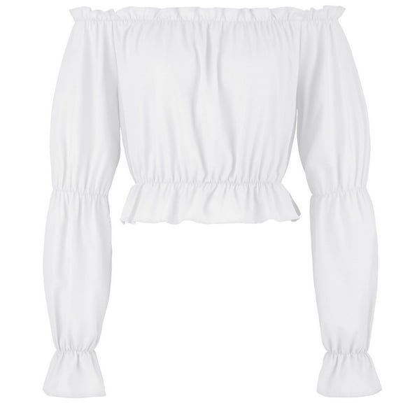 JUSLIO Womens Tops Casual Solid Shirts Fashion Long Sleeve Shirts White M