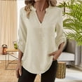 thumbnail image 1 of JUSLIO Womens Tops Casual Solid Shirts Fashion Long Sleeve V Neck Shirts Beige XL, 1 of 7