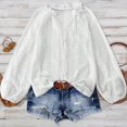 thumbnail image 1 of JUSLIO Womens Tops Casual Solid Shirts Fashion Long Sleeve V Neck Shirts White M, 1 of 6