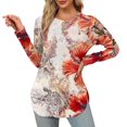 thumbnail image 1 of JUSLIO Womens Tops Relaxed Fit Graphic Blouses Irregular Print Long Sleeve Round Neck Blouses Khaki M, 1 of 8