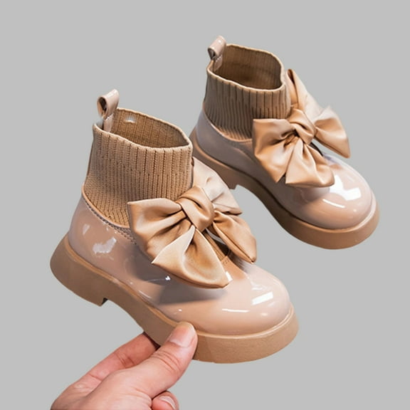 JUSLIO Girl Shoes Bow Kids Dress Shoes Princess (Toddler/Little Kid/Big Kid) Leather Shoes 34(US:1 M) Yellow