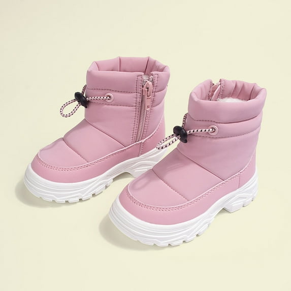 JUSLIO Girl Shoes Girls Boots Soft Sole Snow Boots Comfort (Toddler/Little Kid/Big Kid) Shoes 12-13Years Pink