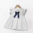 thumbnail image 1 of JUSLIO Girls A Line Dress Bow Crew Neck Short Sleeve Ruffle Casual Cotton Dresses Size 3 Y, 1 of 3