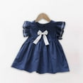 thumbnail image 1 of JUSLIO Girls A Line Dress Bow Crew Neck Short Sleeve Ruffle Casual Cotton Dresses Size 3 Y, 1 of 6