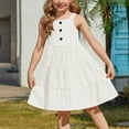 thumbnail image 1 of JUSLIO Girls Button Dress with Pockets Casual Sleeveless Dresses Size 7, 1 of 8