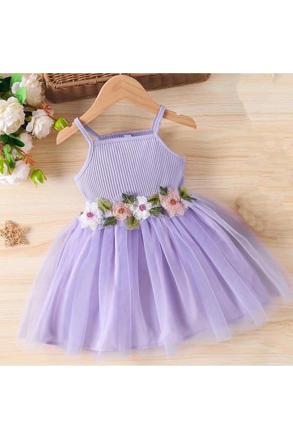 Girls Camisole Dress Casual Crew Neck Sleeveless Dresses Size 3 Y