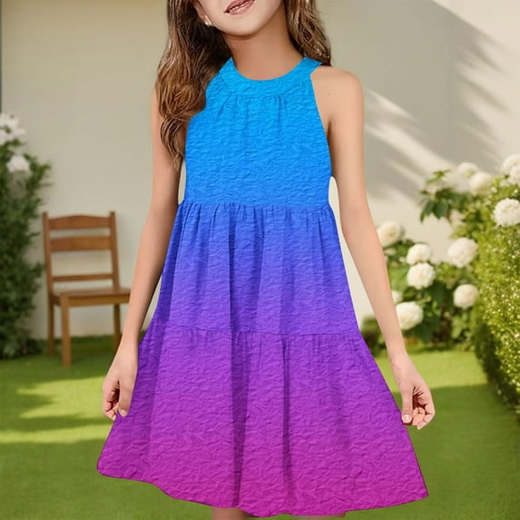 JUSLIO Girls Camisole Dress Sundress Casual Sleeveless Dresses Size 6