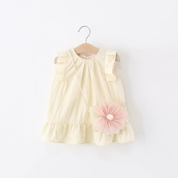 JUSLIO Girls Cute Dress Ruffle Casual Cotton Dresses Size 2 Y