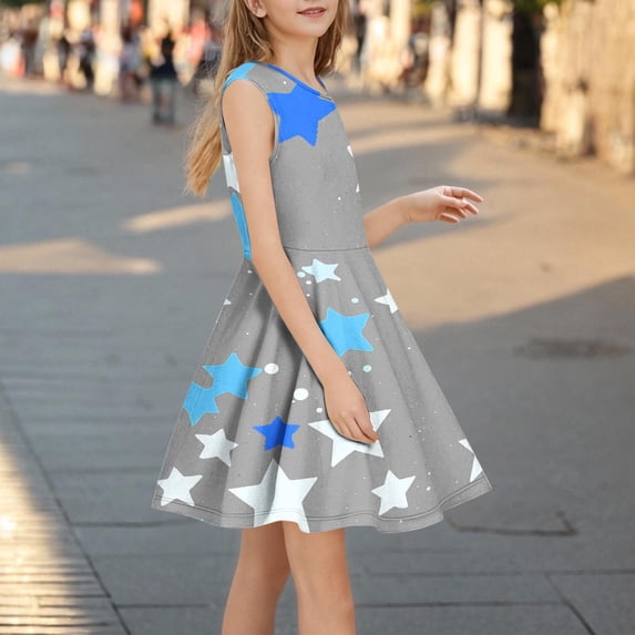 JUSLIO Girls Dance Dress Dancewear Crew Neck Sleeveless Casual Dresses Size 13 Y