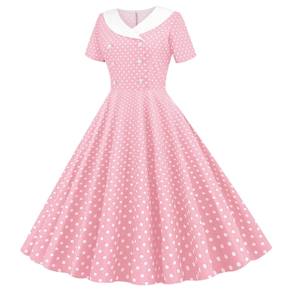 JUSLIO Girls Dance Dress Polka Dot Crew Neck Short Sleeve Casual Dresses Size 13 Y