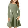thumbnail image 1 of JUSLIO Girls Dresses Casual Ruched Long Sleeve Girl Dresses Winter Holiday Party Dresses, 1 of 9