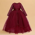 thumbnail image 1 of JUSLIO Girls Dresses Size12-14 Tulle Bow Long Sleeve Girl Dresses Round Neck Winter Casual Princess Dress, 1 of 9