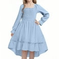 thumbnail image 1 of JUSLIO Girls Dresses Size4-8 Square Collar Ruffle Casual Girl Dresses Round Neck Long Sleeve Winter Princess Dress, 1 of 2