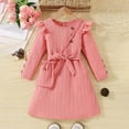 thumbnail image 1 of JUSLIO Girls Dresses Size 4-8 Toddler Striped Winter Girl Dresses Round Neck Casual Long Sleeve Princess Dress, 1 of 5
