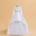 thumbnail image 1 of JUSLIO Girls Dresses Size4-8 Tulle Bow Casual Girl Dresses Round Neck Long Sleeve Winter Princess Dress, 1 of 9