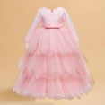thumbnail image 1 of JUSLIO Girls Dresses Size4-8 Tulle Bow Long Sleeve Girl Dresses Round Neck Winter Casual Princess Dress, 1 of 9
