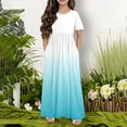 thumbnail image 1 of JUSLIO Girls Gradient Dress with Pockets Crew Neck Short Sleeve Casual Dresses Size 4 Y, 1 of 5