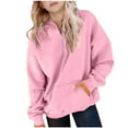 thumbnail image 1 of JUSLIO Girls Hoodie Casual Half Zip Hooded Sweatshirt Solid Color Pockets Long Sleeve Tops Sweatshirts Pink(7 Years）, 1 of 5