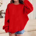 thumbnail image 1 of JUSLIO Girls Hoodie Cotton Solid Color Hoodless Sweatshirt Round Neck Athletic Long Sleeve Tops Sweatshirts Red(7-8Years）, 1 of 4