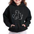 thumbnail image 1 of JUSLIO Girls Hoodie Fall/Winter Solid Color Hooded Sweatshirt Athletic Fall/Winter Long Sleeve Tops Sweatshirts Black(4 Years）, 1 of 4